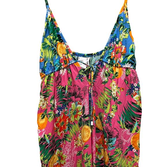BAR III Tiered Tank Midi Dress Cover-Up Sz LG Deep V Neck Front Slit Summer NEW - Picture 3 of 10